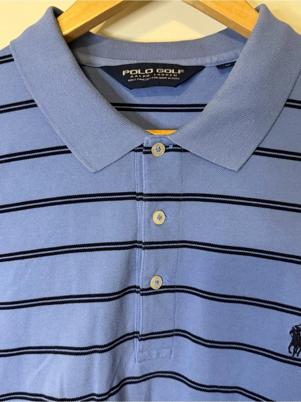 Polo Golf Ralph Lauren XXL Blue Striped Pima Cotton Polo Shirt Classic Golf
